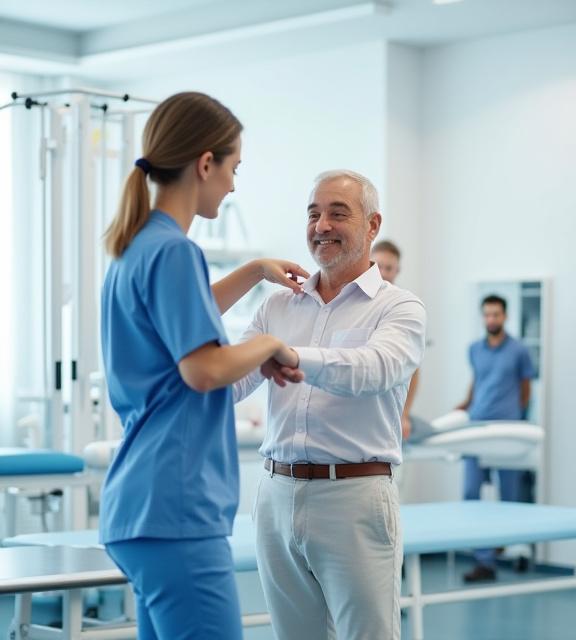 Séance de physiothérapie et réadaptation